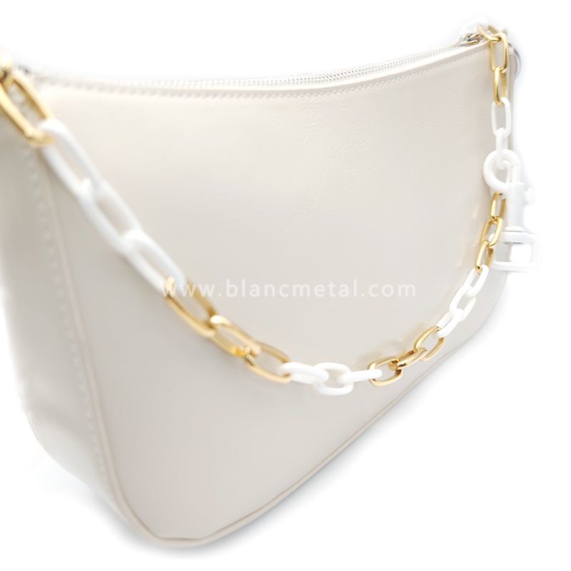 Stainless Steel&Zirconia Ceramic Gold White Chain