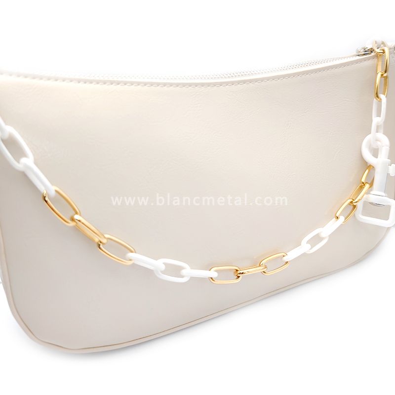 Stainless Steel&Zirconia Ceramic Gold White Chain