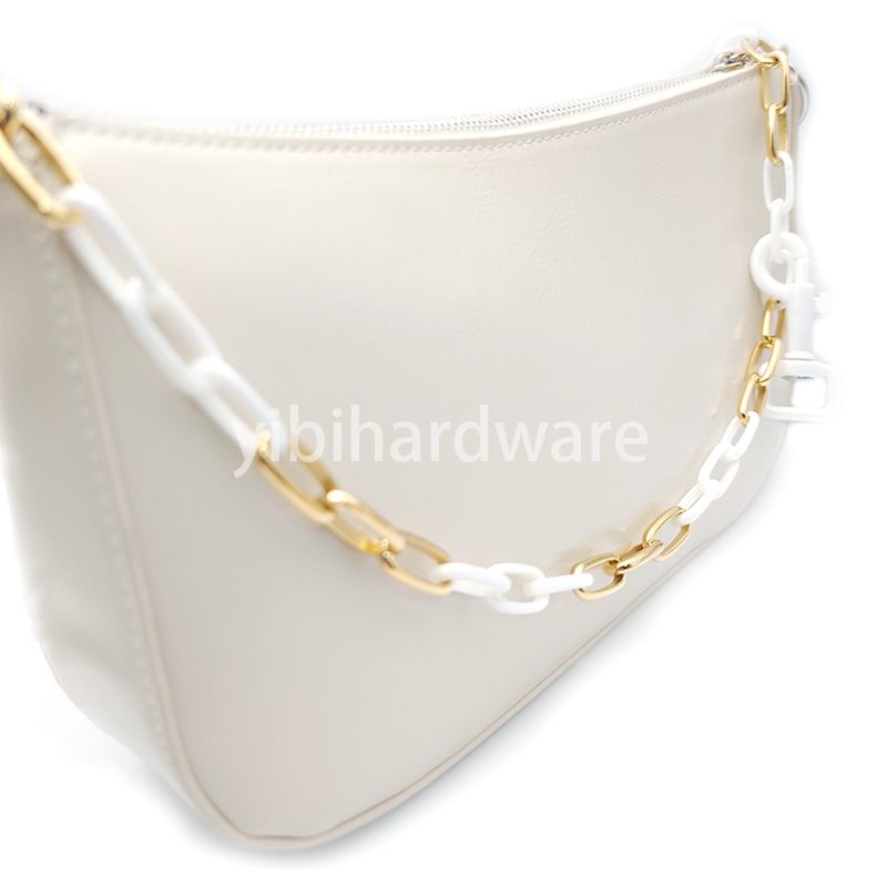 zirconia ceramic white & gold chain