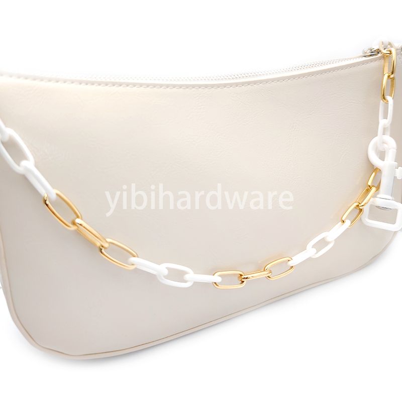 zirconia ceramic white & gold chain